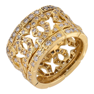 1990s Cartier French Diamond 18k Yellow Gold Entrelacés C Band, Size 6