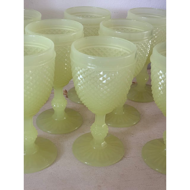 Neon Yellow Uranium Glass Hobnail Goblets - A Set of 6 For Sale - Image 4 of 12