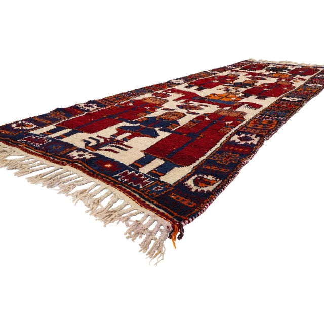 53892 Vintage Kurdish Pictorial Rug, 04'00 x 12'02. This hand-knotted wool vintage Kurdish rug illustrates the tragic love...