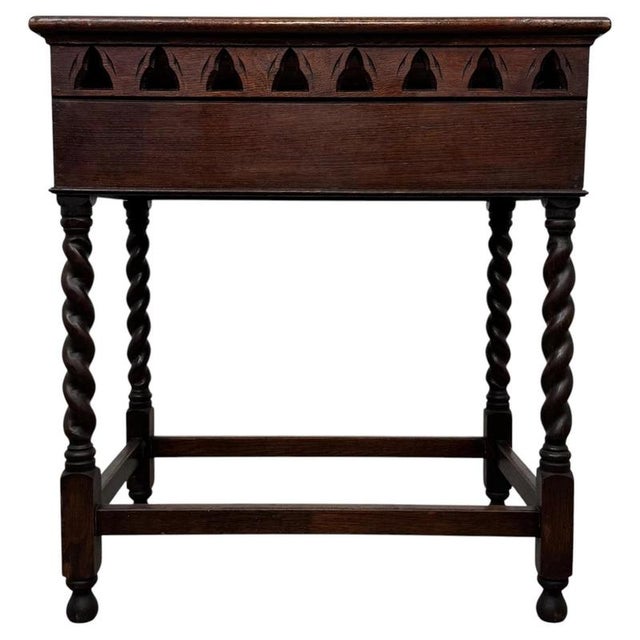 Wood 20th Century Gothic Oak Side Table For Sale - Image 7 of 10