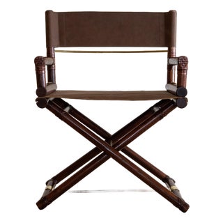 1970s McGuire Director’s X-Chair in Brown Leather For Sale