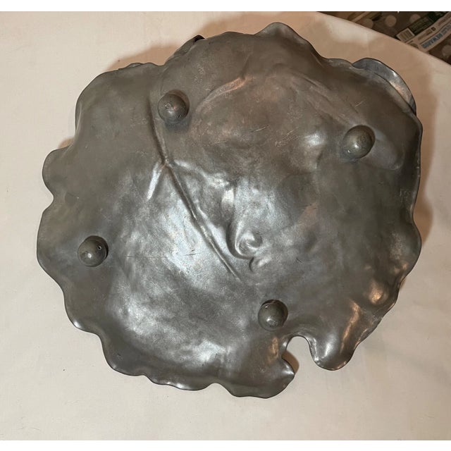 1920s Large j.r Hannig Pewter Art Nouveau Figural Footed Platter Centerpiece Tray Dish For Sale - Image 12 of 12