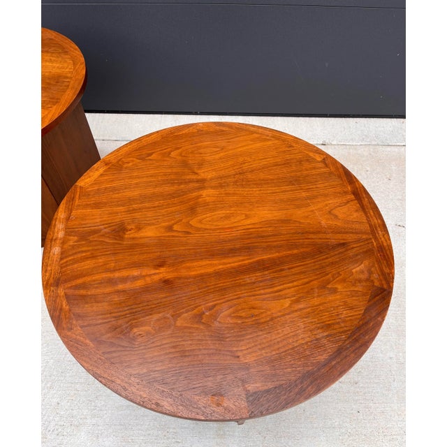 Wood Pair of Mid Century Lane Furniture Hexagon Storage Side Tables For Sale - Image 7 of 13