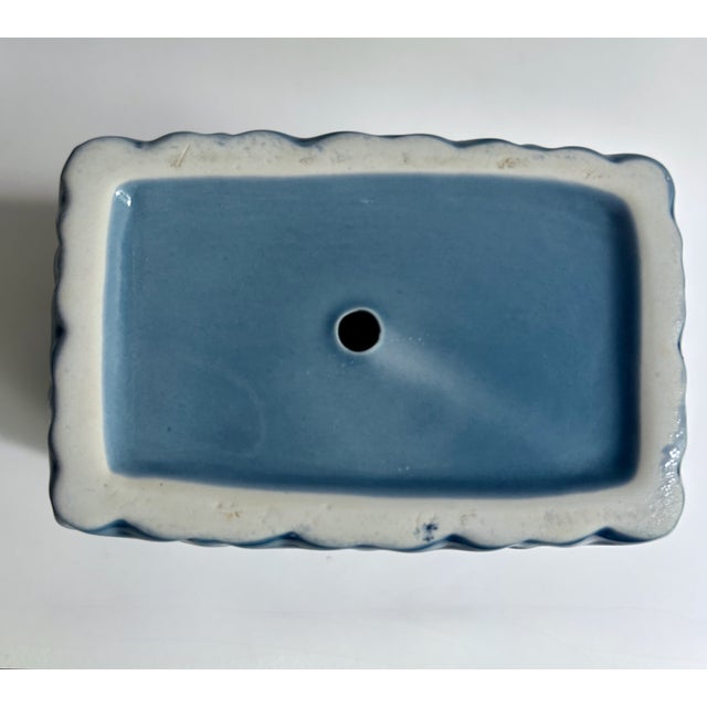 Mid Century Modern Cornflower Blue Ceramic Planter For Sale - Image 16 of 17
