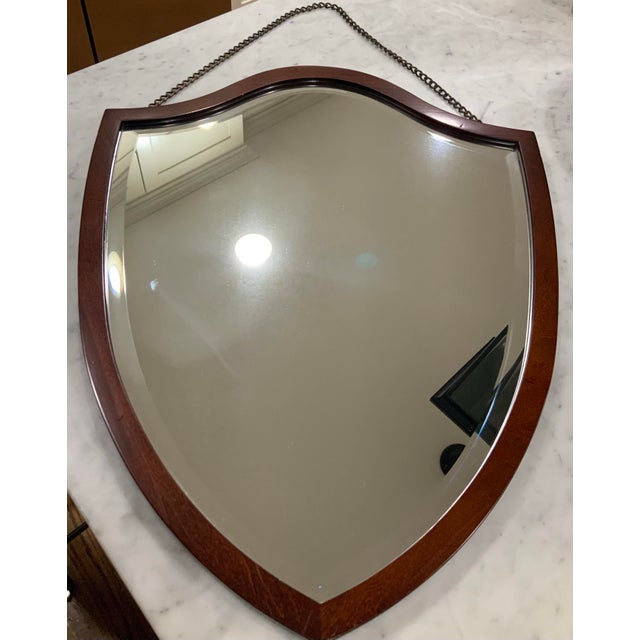 Silver Shield Hepplewhite Mirror by Bombay W/ Chain - Ralph Lauren, British Colonial, Grandmillennial Decors - 21” X 26” See Pics! For Sale - Image 8 of 8