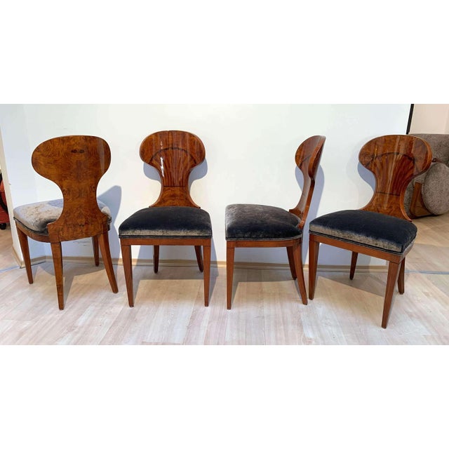 Ballon Chairs in Ash Veneer, Grey Velvet, Set of 4 For Sale - Image 11 of 18
