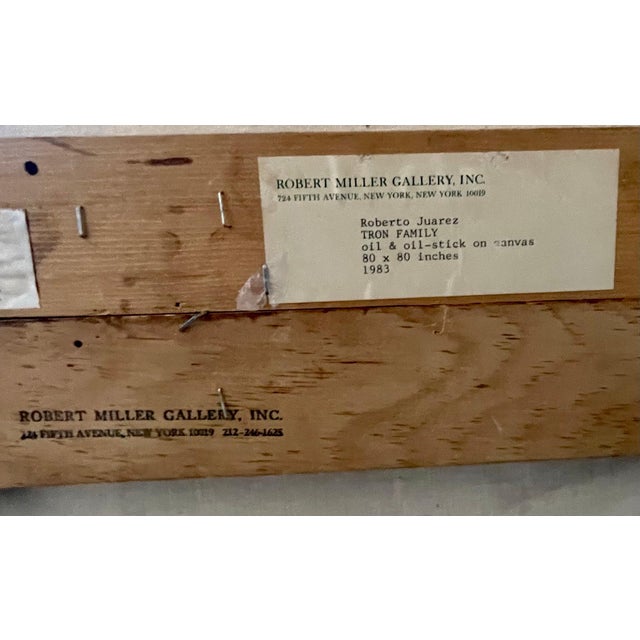 1980s Roberto Juarez, Large Colorful 1983 Neo Expressionist Roberto Juarez Oil Painting Tron Family, 1983 For Sale - Image 5 of 18