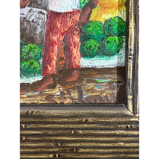 Mid 20th Century Vintage Samuel Saint Louis Signed Haitian Oil Painting, Market Scene on Canvas For Sale - Image 5 of 6