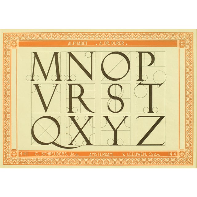 Art Nouveau 1907 Dutch Letterpress Sheet, Matted (Mnop Vrst Qxyz) For Sale - Image 3 of 3