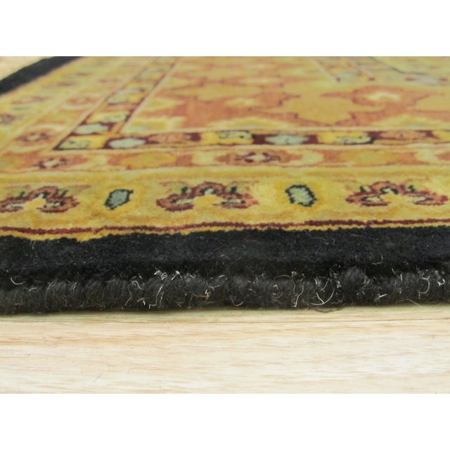 Salmon Oriental Black Hand-Knotted New Zealand Wool Rug Carpet, Medallion Design For Sale - Image 8 of 8
