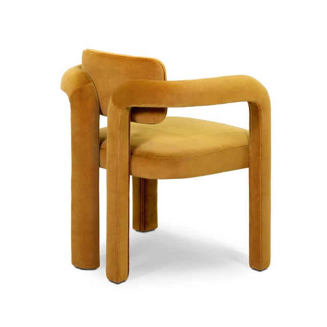 Double Arch Dining Chair in Mustard Cotton Velvet from Insidherland For Sale - Image 4 of 13