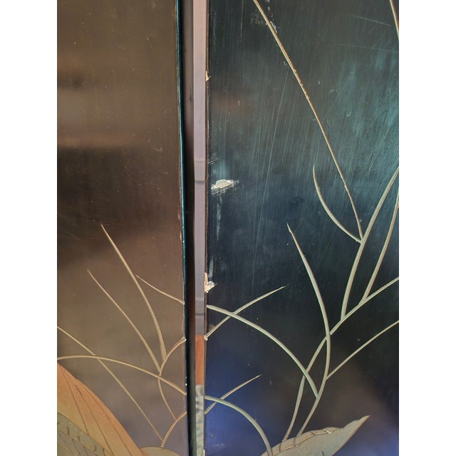 Mid-20th Century Chinese Export/Coromandel Screen With Embossed Details For Sale - Image 17 of 18