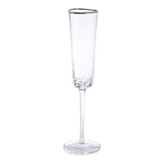 Aperitivo Triangular Champagne Flute, Clear w/ Platinum Rim, Set of 4 For Sale