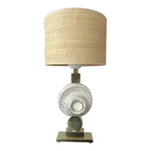 Contemporary Brass Ceramic Murano Glass Eye Sculpture Lamp, Italy