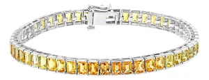 20 Carat Genuine Natural Yellow Sapphires Tennis Bracelet 14 Karat White Gold