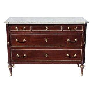 Late 19th Century Brunovan Louis XVI Style French Marble Top Large Antique Commode/Sideboard For Sale