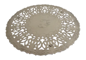 Silverplate Round Engraved Footed Trivet