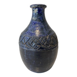 Vintage Blue Ceramic Vase For Sale