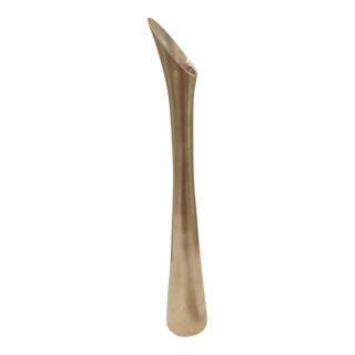 Elegant Modernist Solid Brass Swan Neck Bud Vasr For Sale