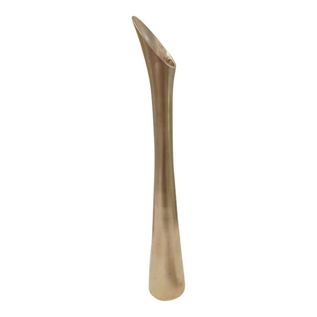 Elegant Modernist Solid Brass Swan Neck Bud Vasr For Sale