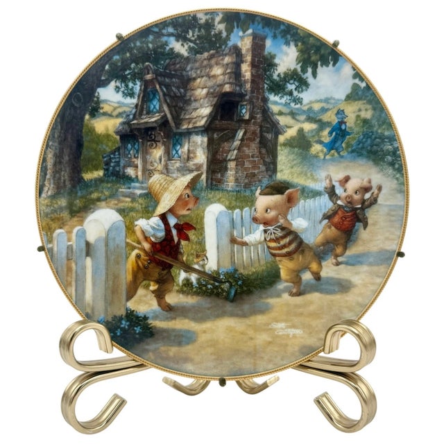 Gold Set of 8 Scott Gustafson Knowles Classic Fairy Tales Collector Plates For Sale - Image 8 of 12