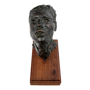 1960s Vintage Mid-Century Bronze Sculpture Head of a Man John Henry Waddell