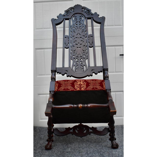 Vintage Carved Throne Chair High Back Renaissance Revival Armchair For Sale - Image 16 of 16