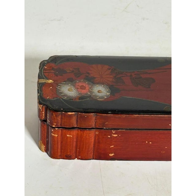 19th Century Japanese Lacquered Wooden Box For Sale - Image 6 of 10