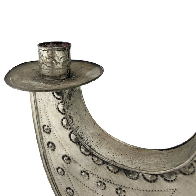 Mexican Mid 20th Century Mexican Tin Candleholder – Hand-Punched Folk Art From the Jonathan Parks Estate, Santa Fe For Sale - Image 3 of 9