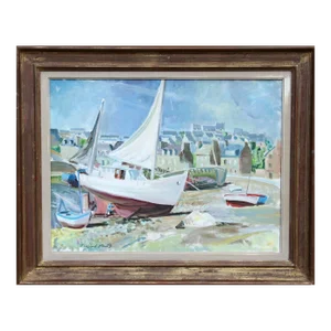 Trafford Partridge Klots, Boats on the Shore in Brittany, Oil Painting