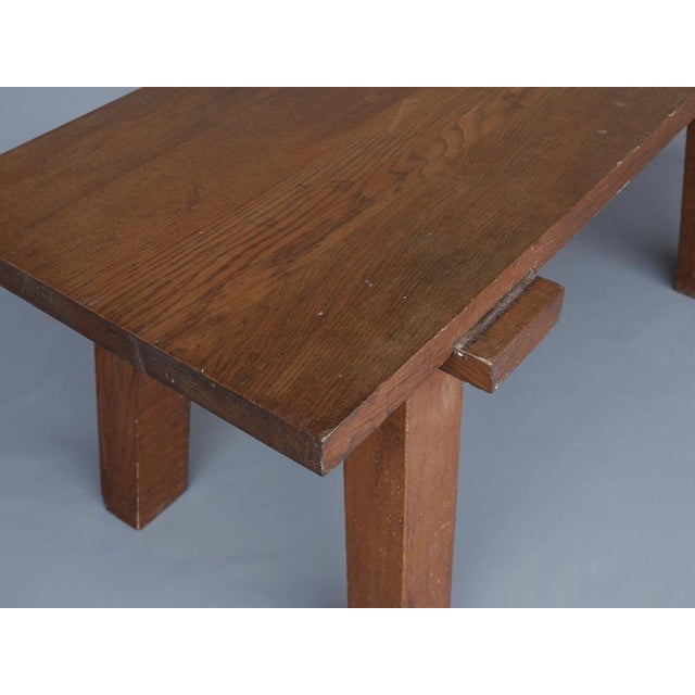 Brown Brutalist French Peg Table in Oak, 1940s For Sale - Image 8 of 17