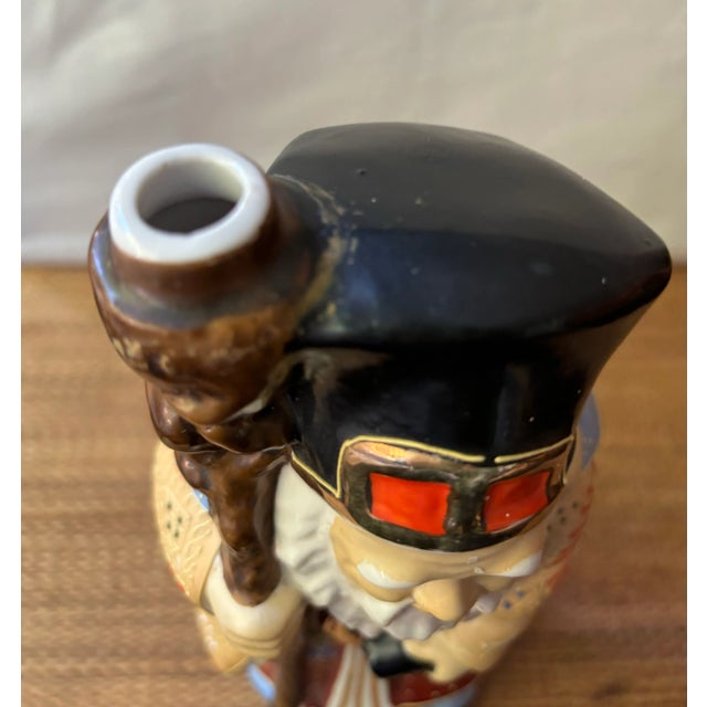 Brown Pair of Vintage Porcelain Kamotsuru Sake Bottles Depicting the Gods of Longevity and Wealth For Sale - Image 8 of 12