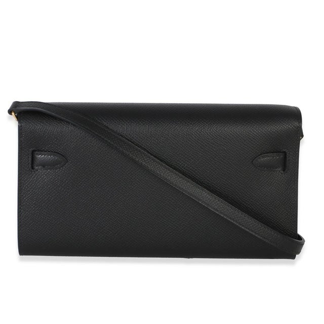 2020s Black Epsom Kelly To Go Wallet GHW For Sale - Image 5 of 9