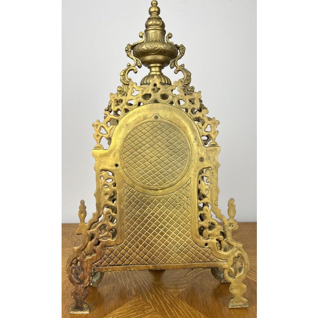 Vintage Brass Mantel Clock For Sale - Image 4 of 18