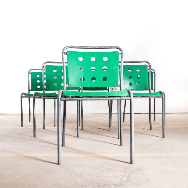 Vintage Swiss Stella Metal Garden Chairs by Burri, 1960s, Set of 6 For Sale - Image 3 of 9