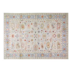 Turkish Oushak Hand Knotted Wool Rug, 9'9"x14'