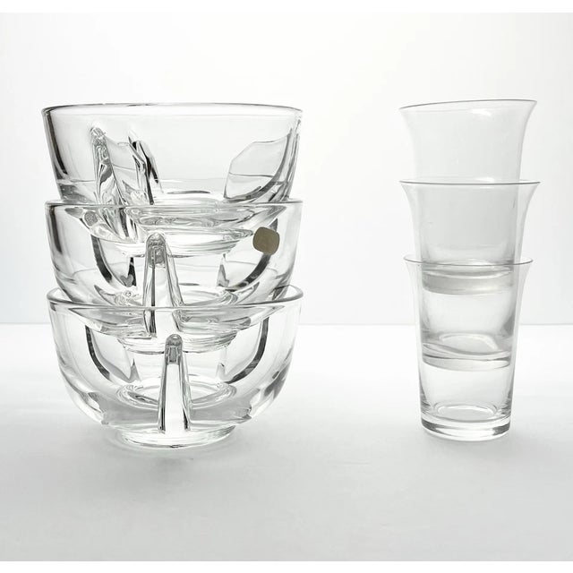 Fostoria “Mademoiselle” 3 Seafood Meat Ice Dishes & Short Glass Inserts 5” Good vintage condition. No chips, cracks, or...