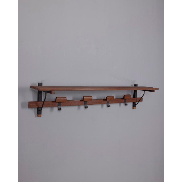Mid-Century Modern Vintage Italian Wooden Wall Coat Rack, 1960s For Sale - Image 3 of 9