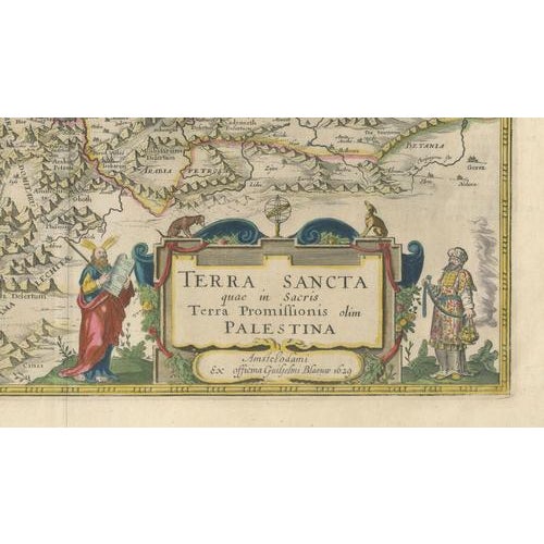 Antique Blaeu Holy Land Map Terra Sancta Palestina, 1629 For Sale - Image 3 of 10