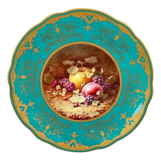 Antique Hand-Painted Porcelain Coalport Fruit Cabinet Plate by Frederick Chivers, 1921 For Sale