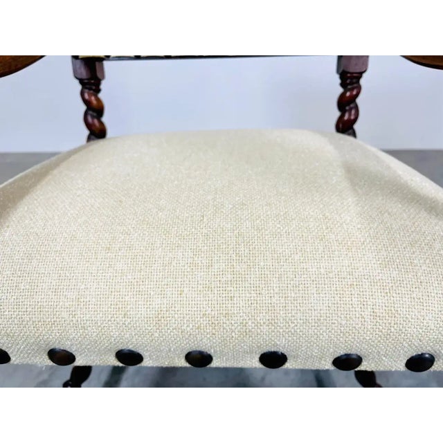 Jacobean Walnut Barley Twist Arm Chair by Kittinger 19th Century For Sale - Image 9 of 11