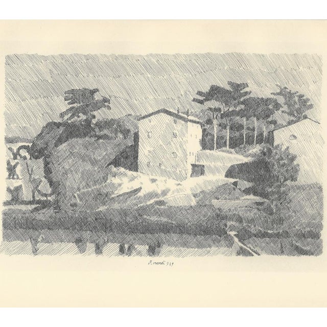 Giorgio Morandi (1890-1964) "Case del Campiaro a Grizzana" (Campiaro Houses in Grizzana) Lithograph on paper Year...