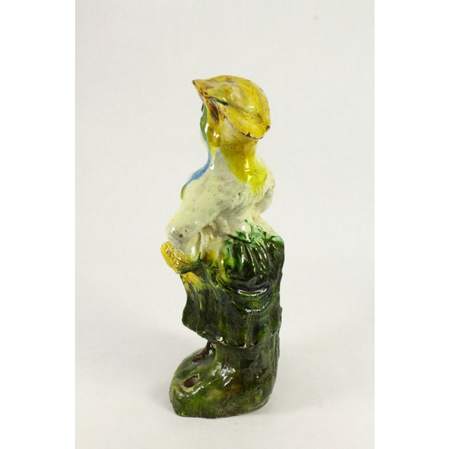 Early 18th C. Majolica Glazed Redware Terracotta Pastoral Figure Peasant Girl 13" For Sale In Houston - Image 6 of 16