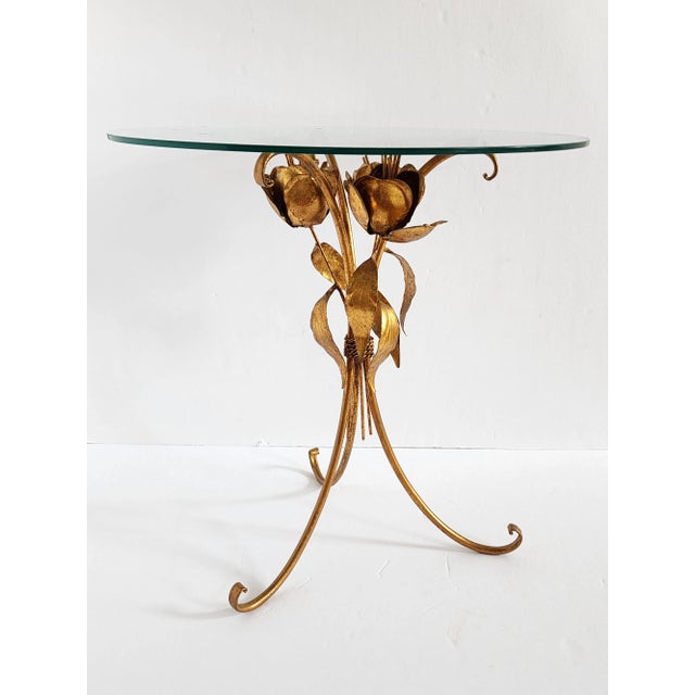 Hans Kögl Vintage Italian Hollywood Regency Style Gilt Metal Side Table For Sale - Image 4 of 12