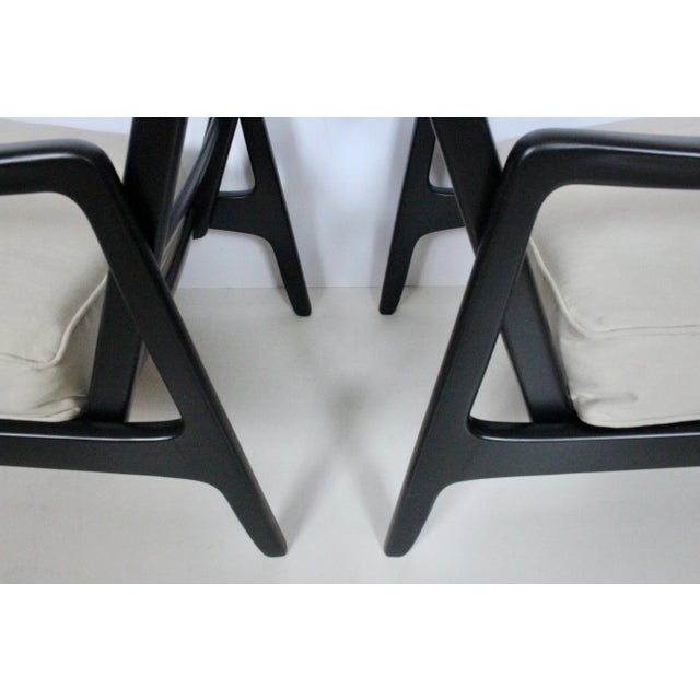 1950s Early Ole Wanscher Ebonized Mahogany Lounge Chairs, 1950's - A Pair For Sale - Image 5 of 13