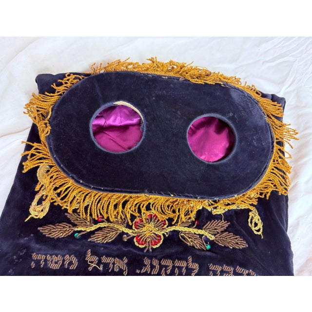 Rare Antique Hand Embroidered Judaica Jewish Memorial Torah Mantel Scroll Cover For Sale - Image 9 of 12