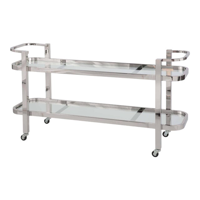 Regina Andrew Carter Polished Stainless Steel Bar Cart For Sale