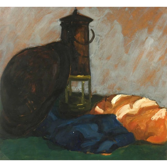 Raymond Bailly, Still Life Oil Painting - the Lantern & the Hat For Sale - Image 4 of 4