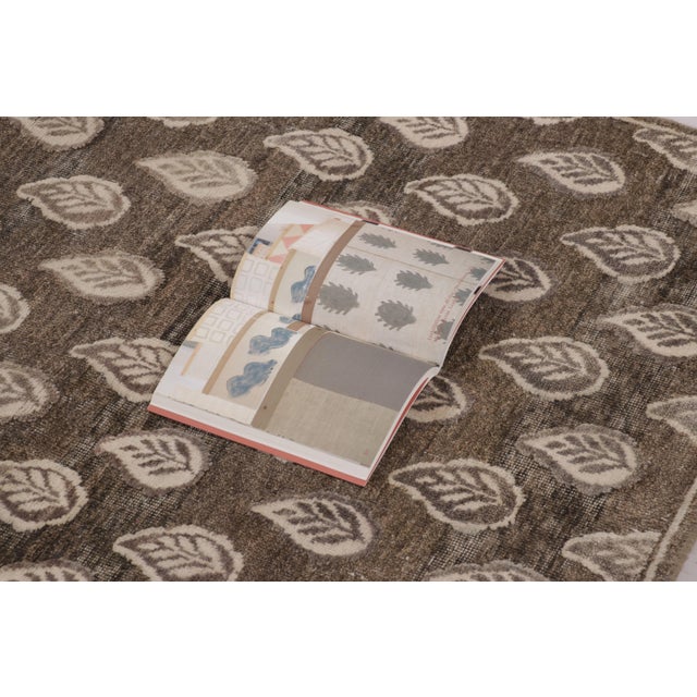 Rug & Kilim's Block Print Runner Rug, Rich Brown With Light Floral Patterns For Sale - Image 9 of 10