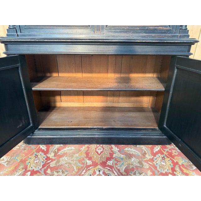 Napoleon III Glazed Cabinet in Ebonized Wood, 1800s For Sale - Image 9 of 10